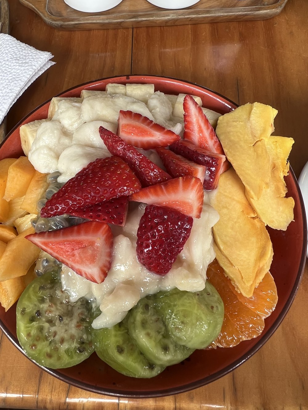 Huge bowl of tropical fruits