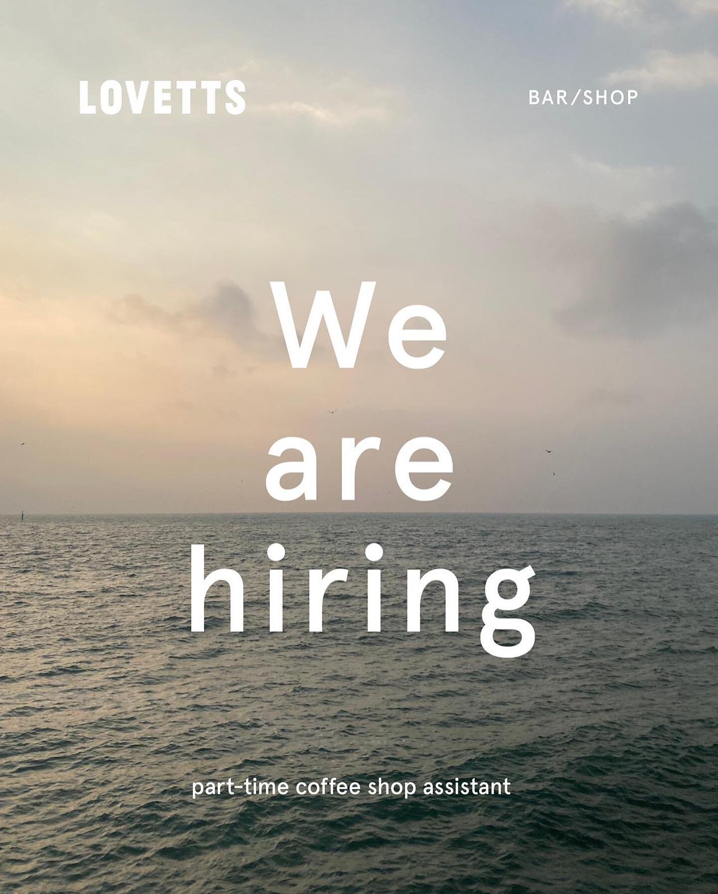 WORK WITH US!⁣
⁣
We&rsquo;re on the lookout for a part-time coffee shop assistant. Flexible hours working in a small, friendly team. Hospitality experience preferred, but not essential if you are willing to get stuck in and have a passion for great f