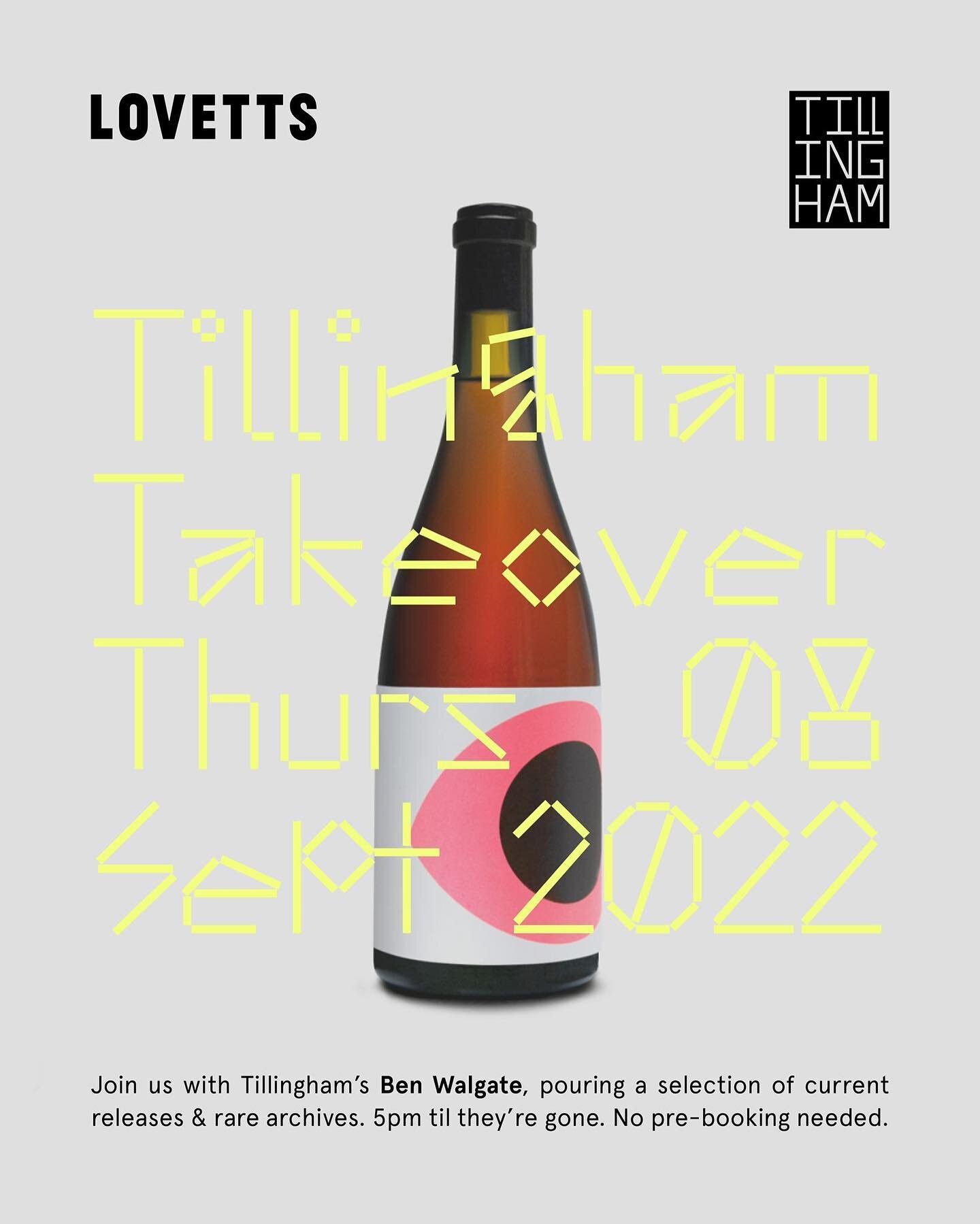 TILLINGHAM TAKEOVER!⁣
⁣
We are very pleased to be welcoming wine maker Ben Walgate from @tillinghamwines to Lovetts next Thursday evening.⁣
⁣
Ben will be pouring a selection of current releases, and some rare ones from the archives, from 5pm until th