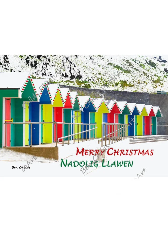 Barry Island Beach Huts Christmas Cards / Cardiau Nadolig Cabanau Traeth, Ynys y Barri