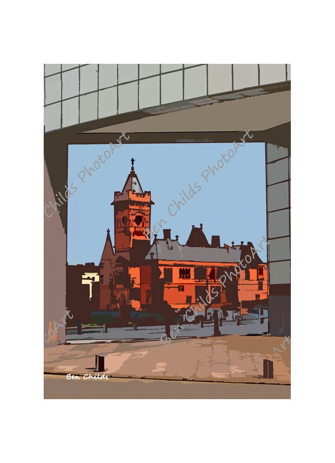 Pierhead Building, Cardiff Bay, through archway