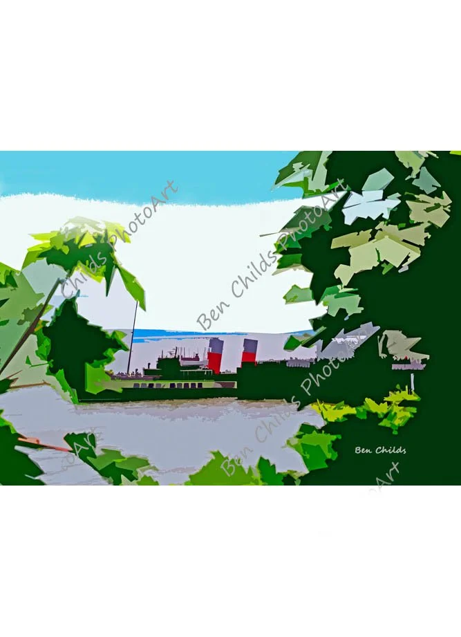 3 x Paddle Steamer Waverley at Penarth, with 3 x Penarth Pier (pastel)