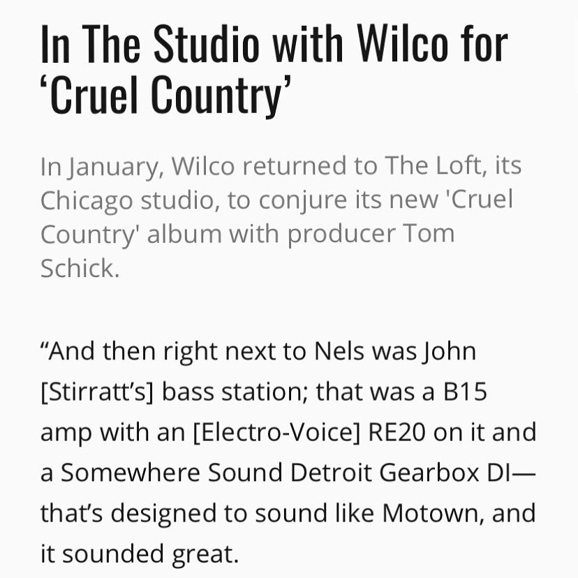A few years ago we made a small run of Motown inspired DI boxes, one of which went to Wilco&rsquo;s loft. I&rsquo;m thrilled to hear they used it for the entirety of their recent album &lsquo;Cruel Country&rsquo;. Now that supply is easier post-covid
