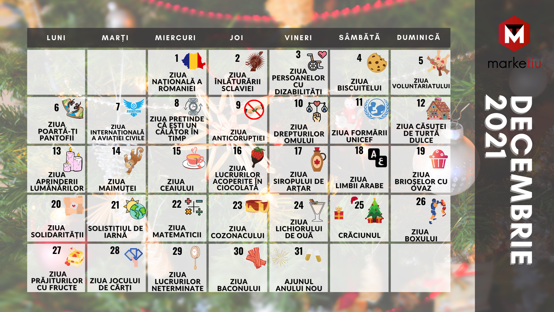 Calendarul sărbătorilor din Social Media - DECEMBRIE 2021