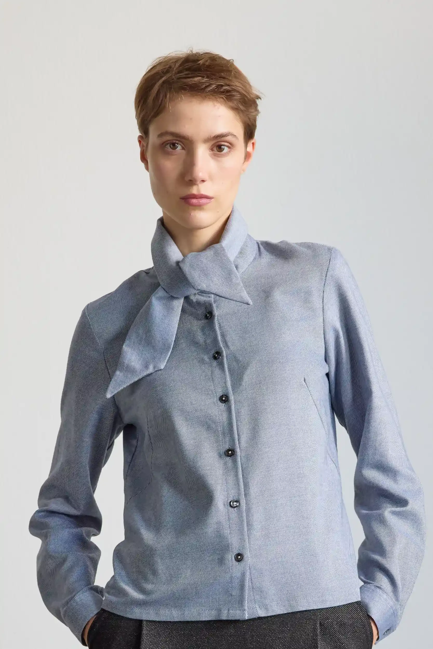 Hemdbluse, Baumwollflannel, hellblau