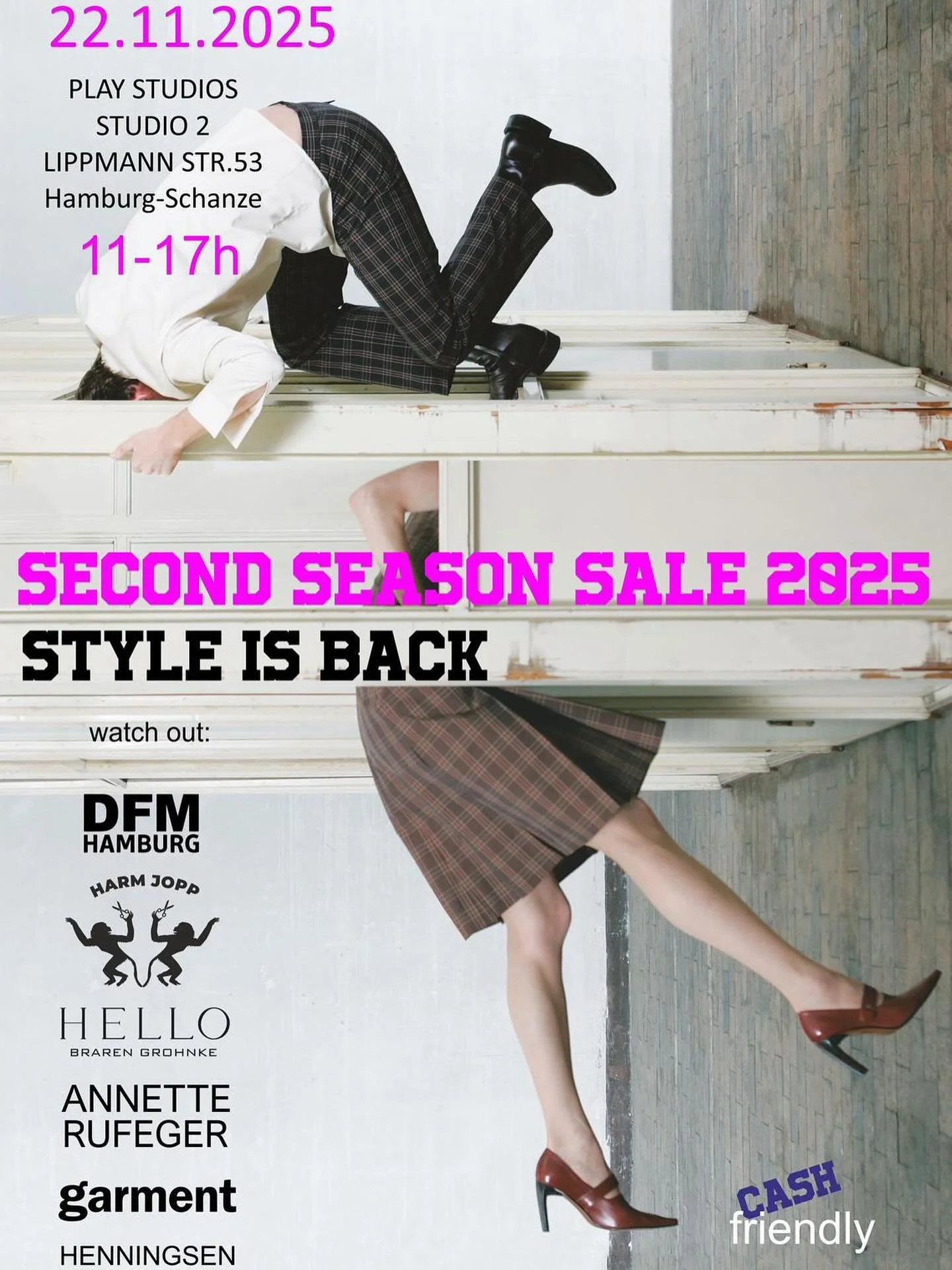 Besondere Einzelst&uuml;cke, Musterteile und
tolle Schn&auml;ppchen
Ihr Lieben, wir sind zur&uuml;ck! Unser DESIGNERSALE mit 6 Hamburger Designer*innen findet wieder statt: 

Samstag 22.11.25 von 11 bis 17 Uhr

Perfekt zum St&ouml;bern, Entdecken und