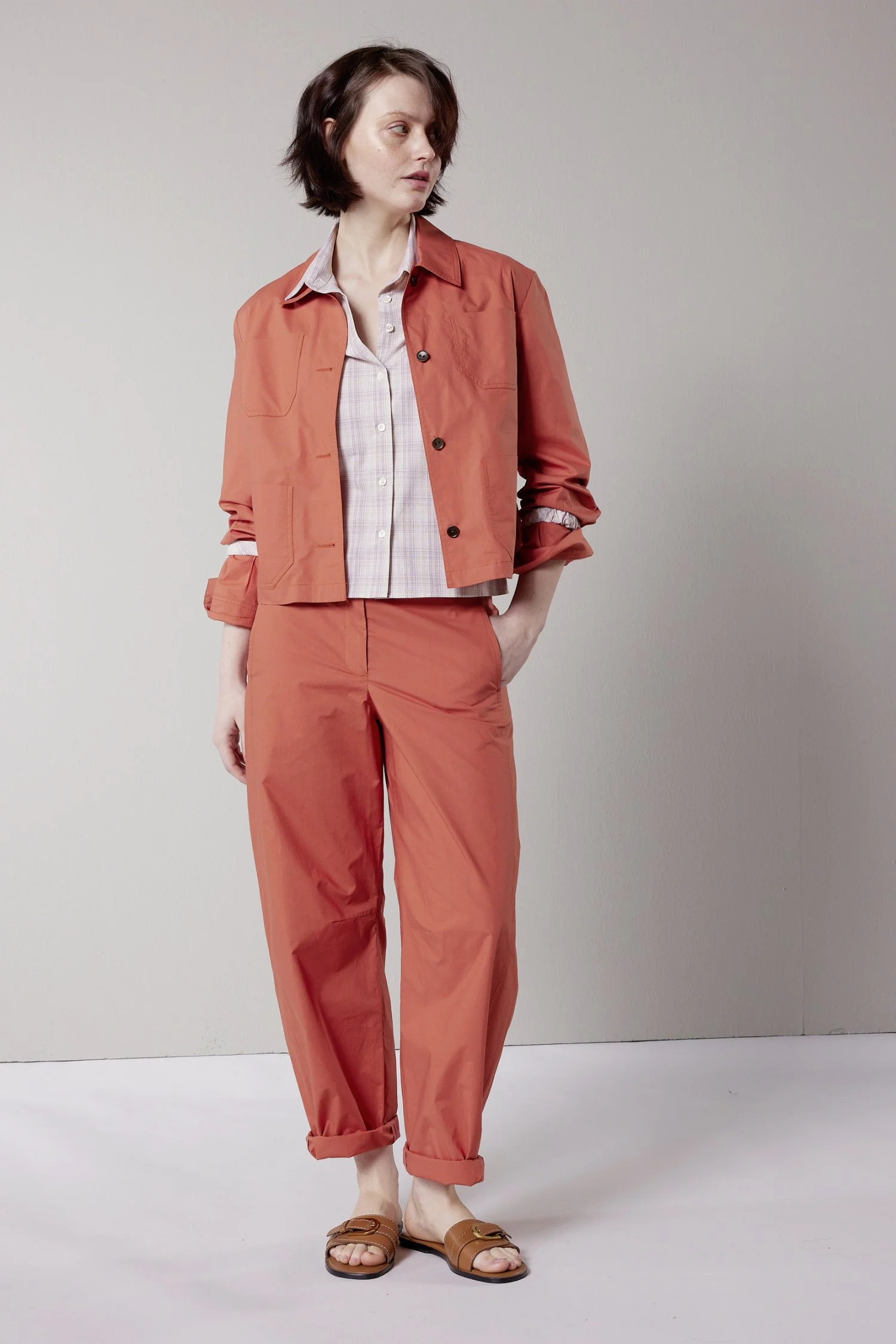 Cargohose aus leichter Baumwolle, Orange