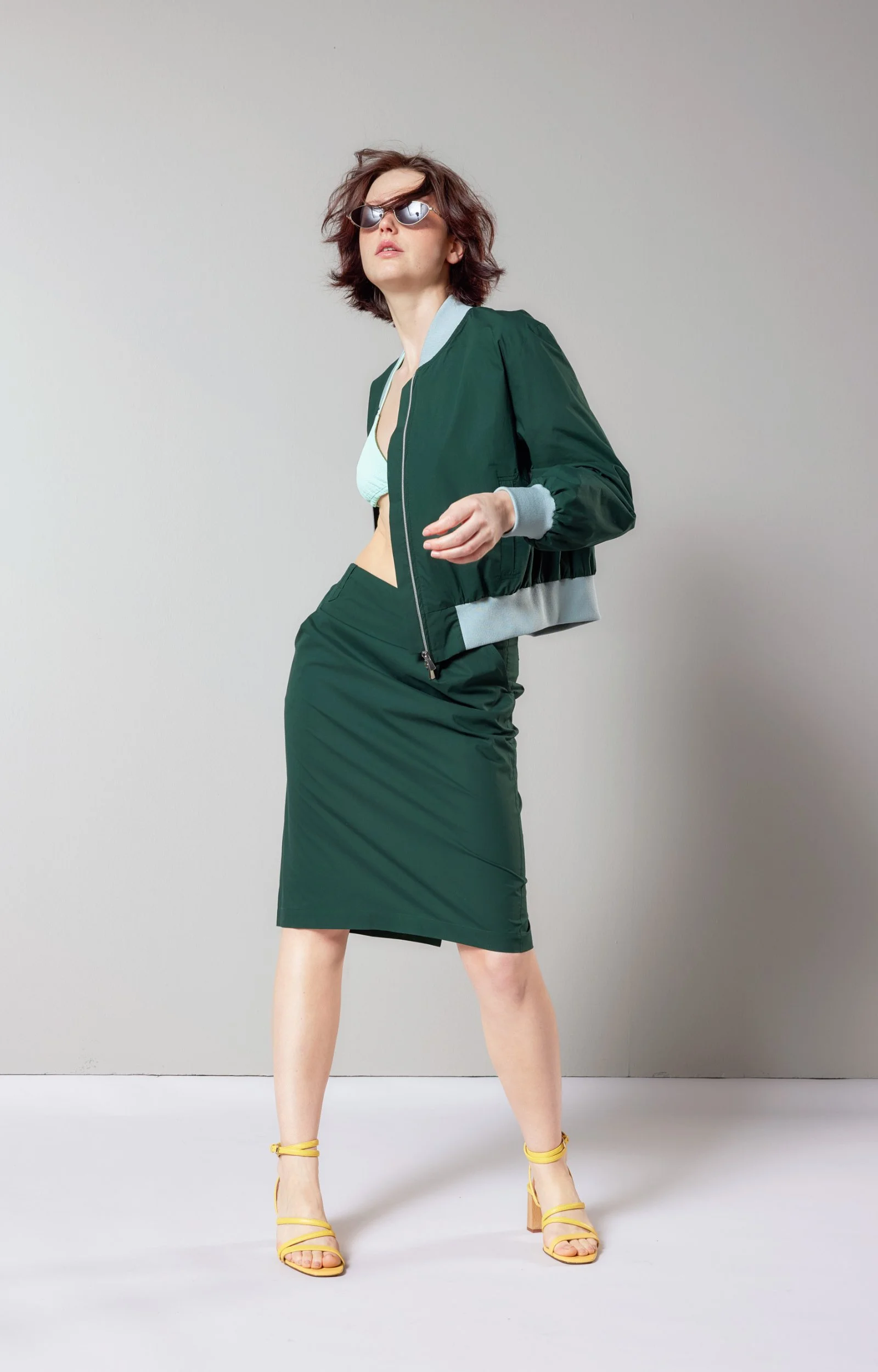 Schmaler Rock aus leichter Baumwolle, Pinie