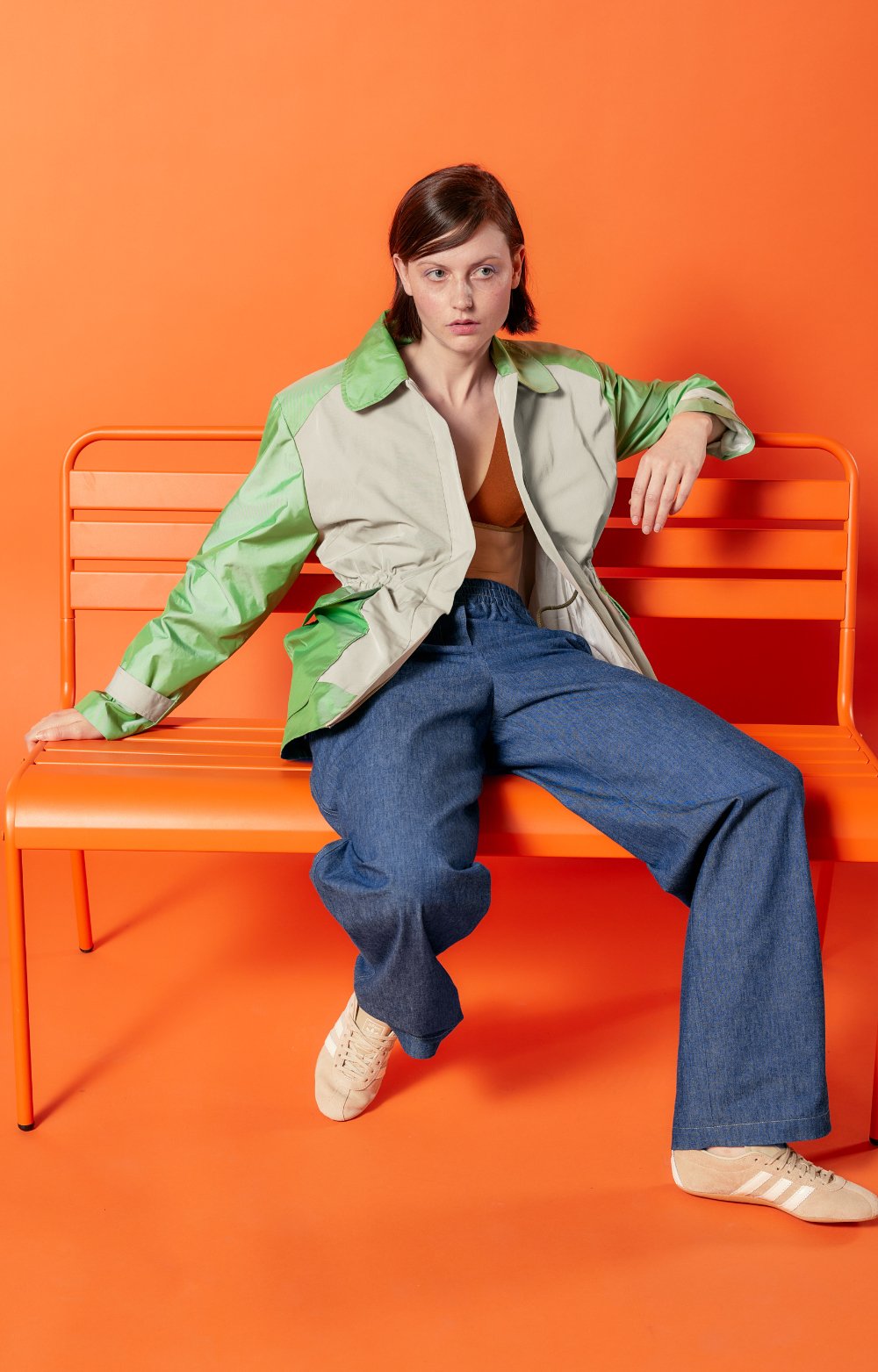 Zweifarbiger Parka, regenabweisend