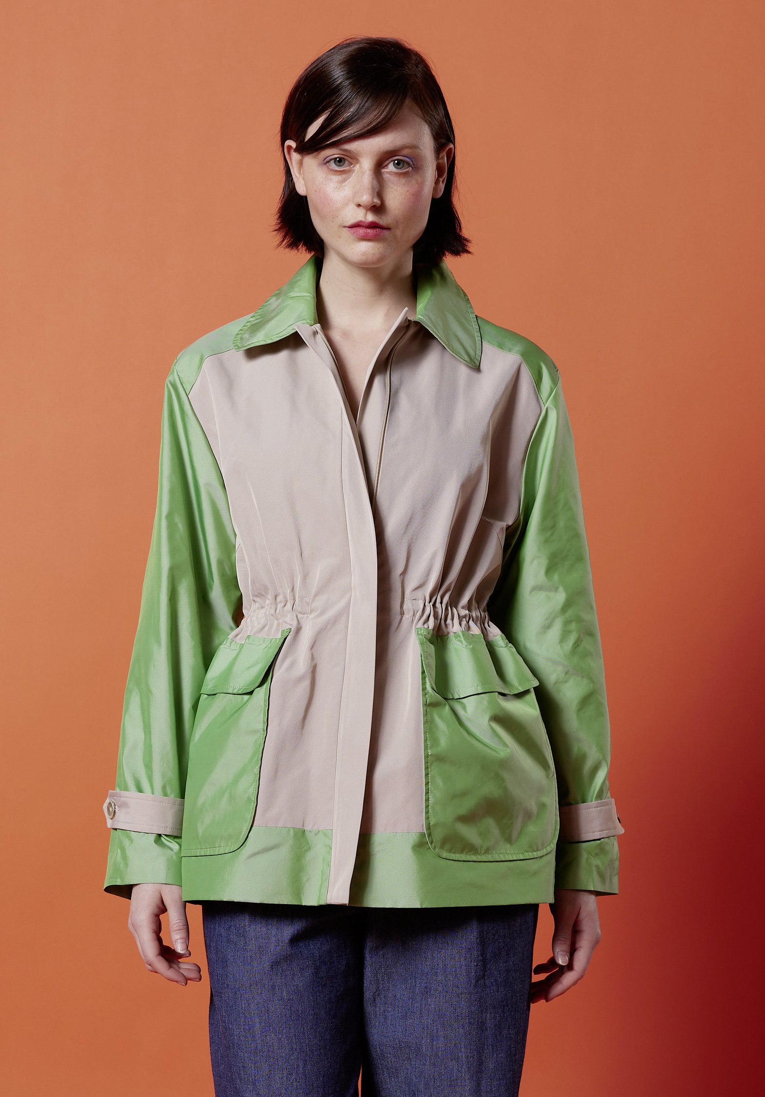 Zweifarbiger Parka, regenabweisend