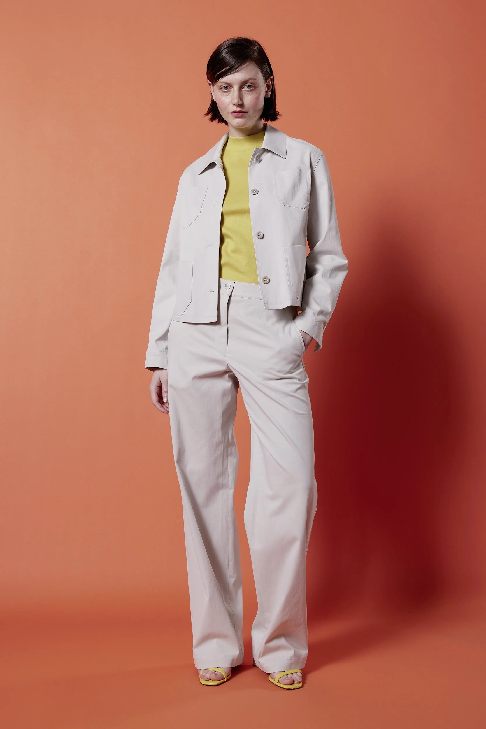 Kurze Jacke im Workerlook, Naturweiß, gefüttert