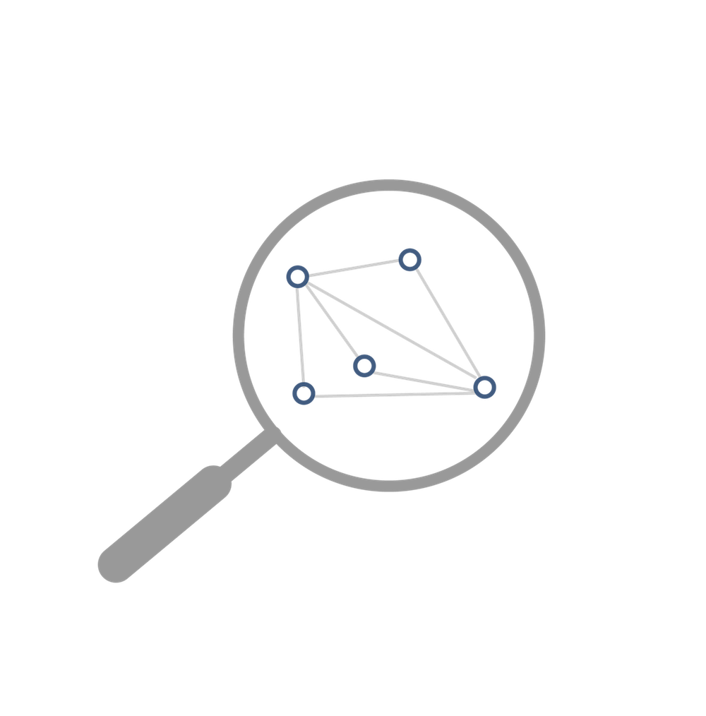 Data science charts & magnifying glass