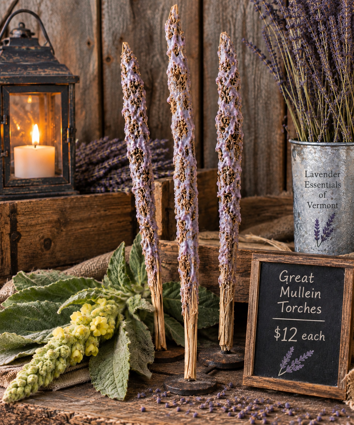 Hag's  Taper,  Lavender Wax-Dipped