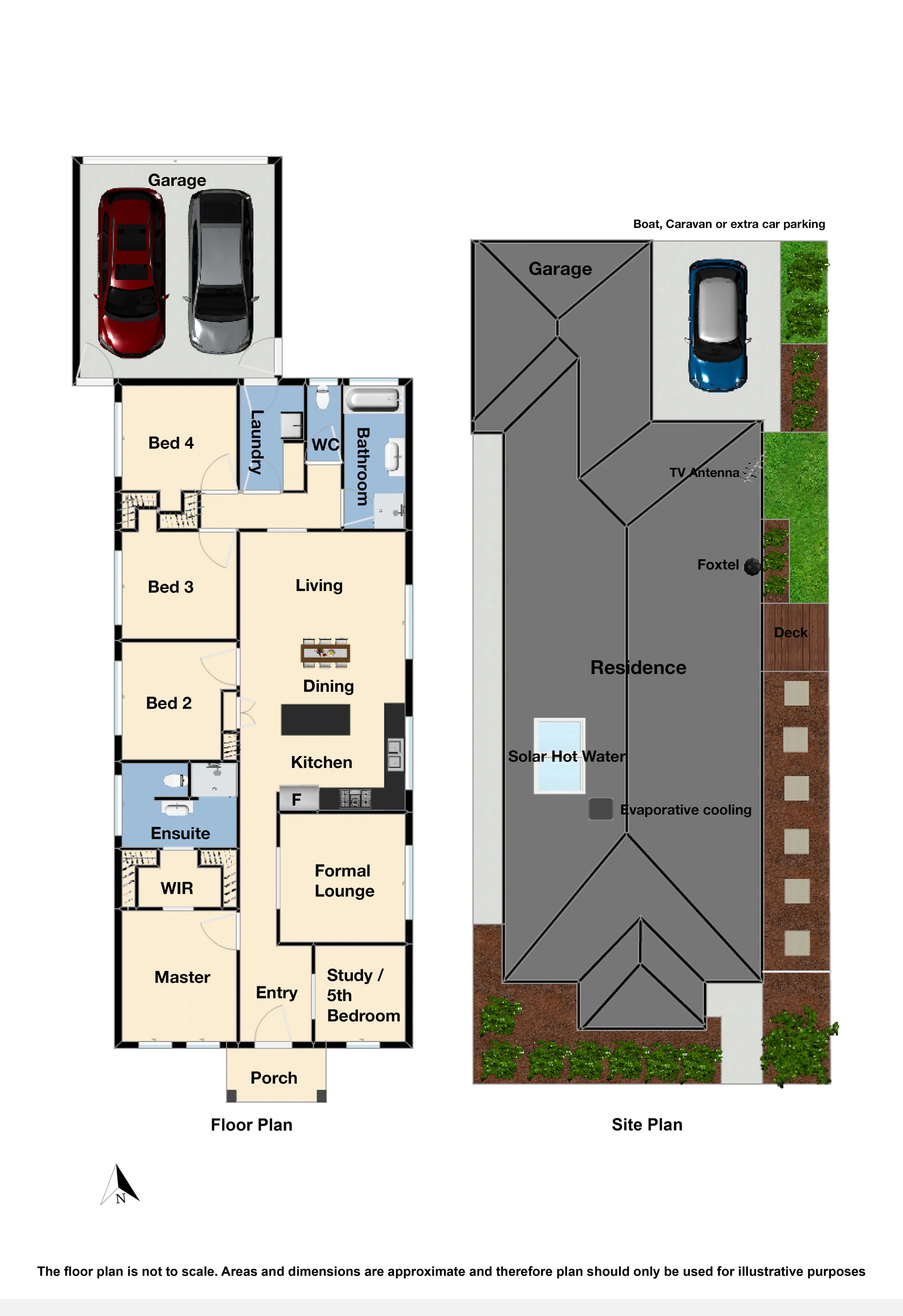 2D Colour Floor Plans with Site Plan