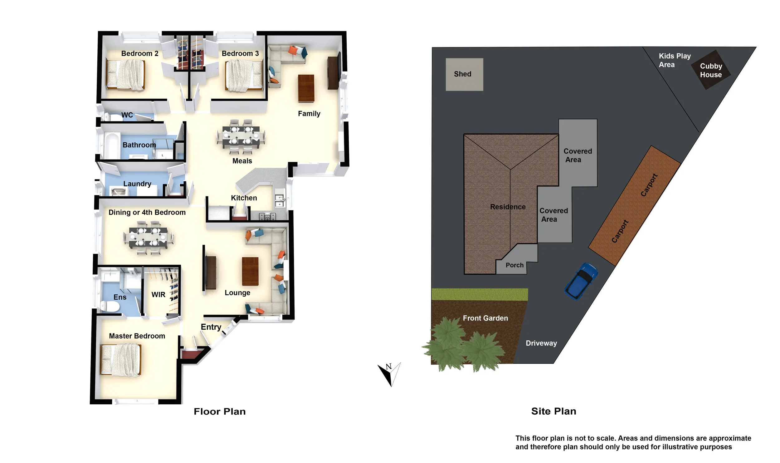 3D Colour Floor Plans with Site Plan