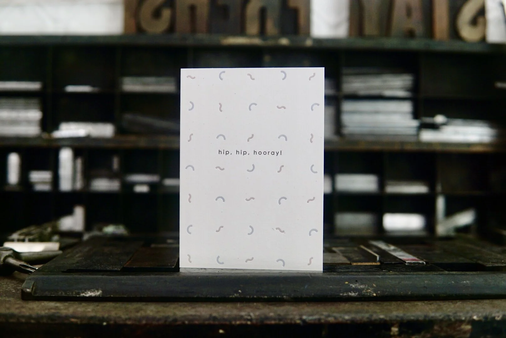 "Hip Hip Hooray" Noodles Letterpress Greeting Card