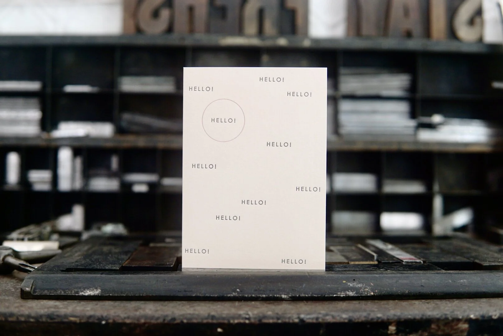 "Hello!" Circles Letterpress Greeting Card
