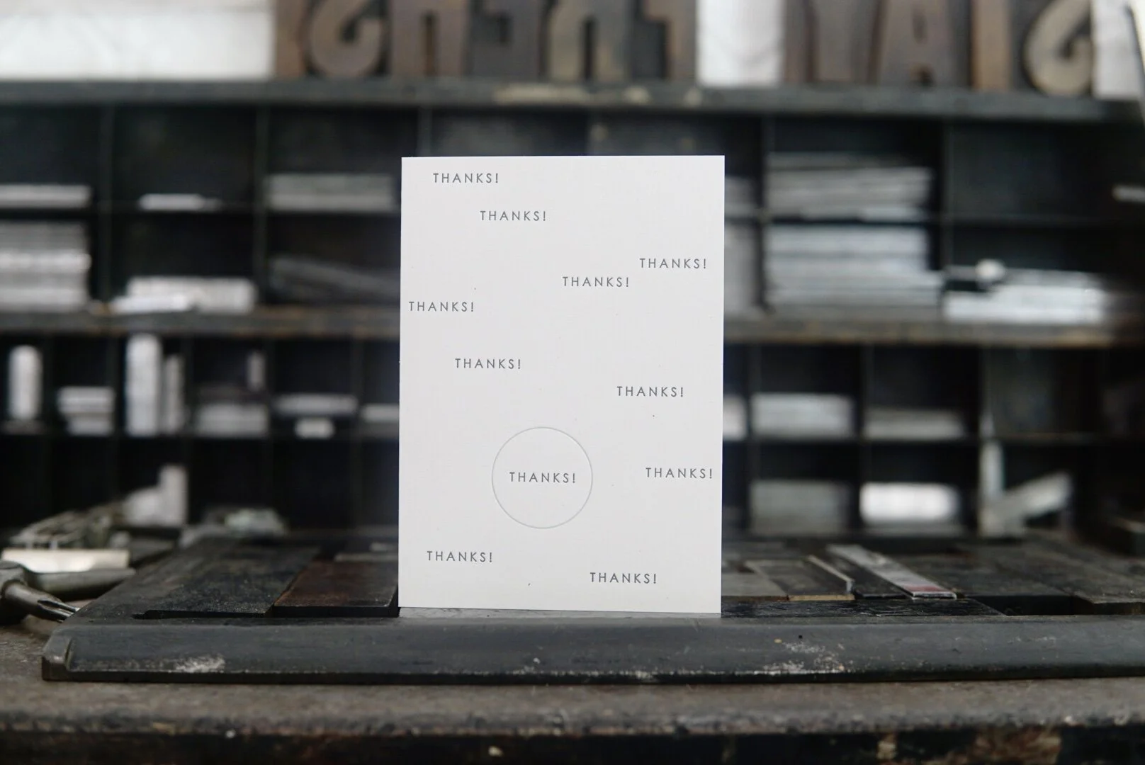 "Thanks!" Circles Letterpress Greeting Card