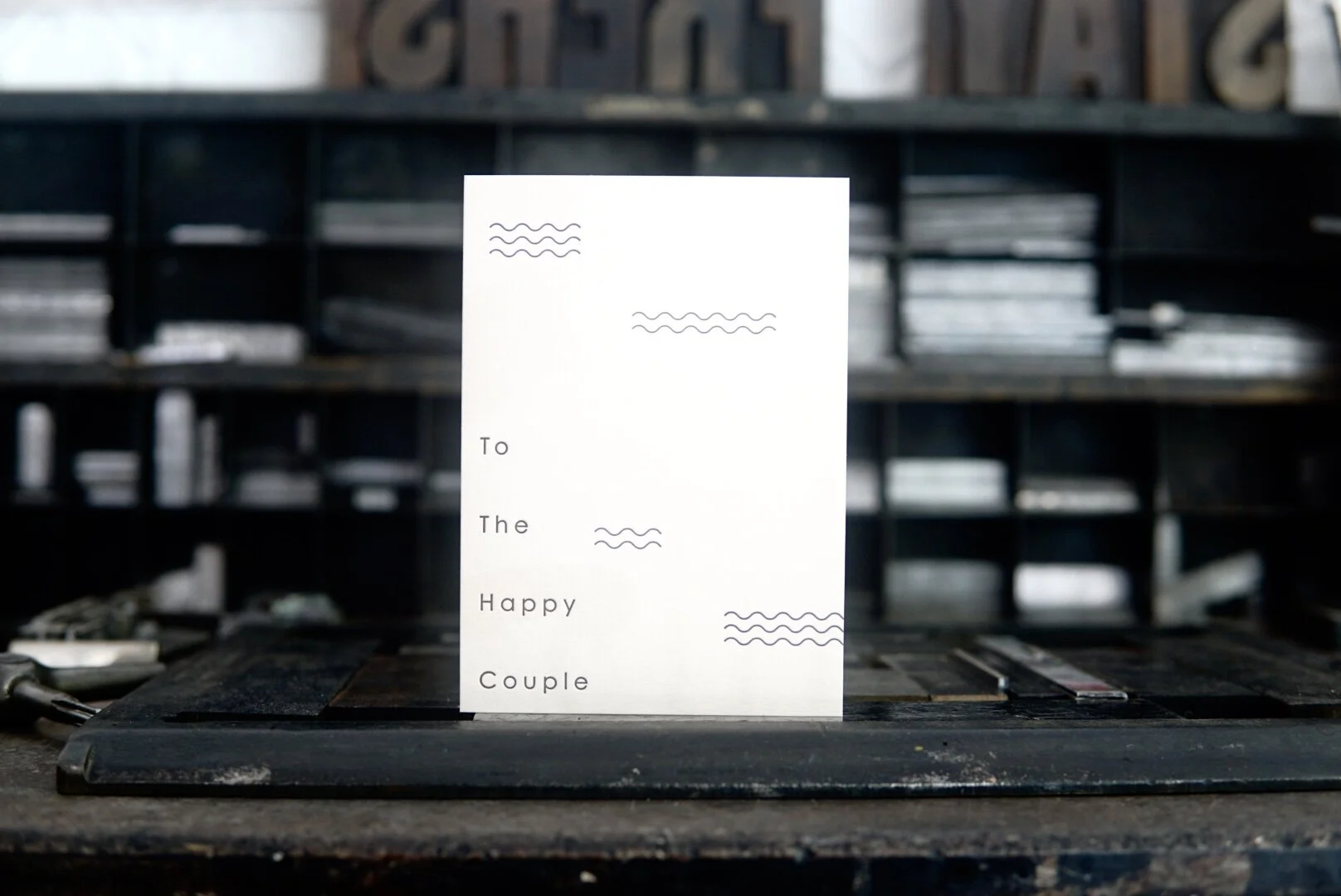 "Happy Couple" Waves Letterpress Greeting Card