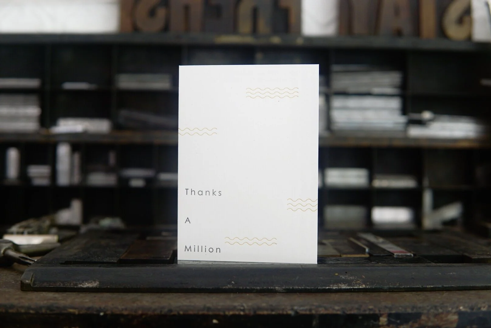 "Thanks A Million" Waves Letterpress Greeting Card