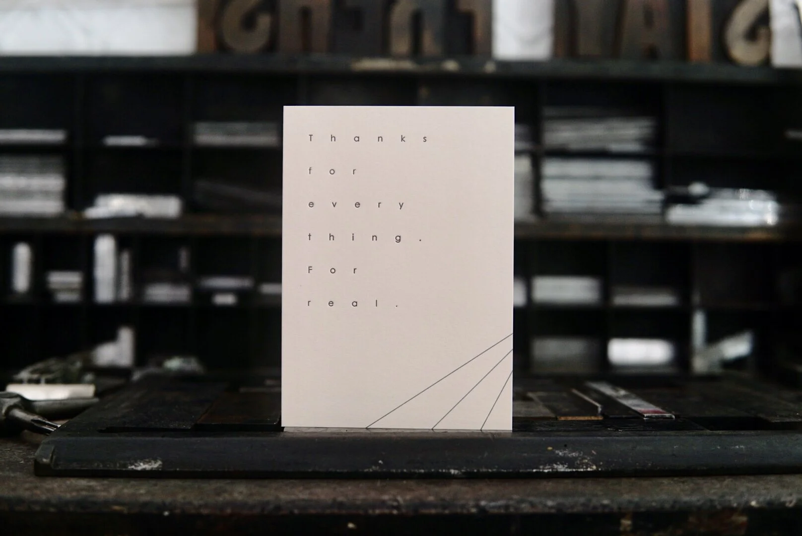 "Thanks For Everything" Sunbeam Letterpress Greeting Card