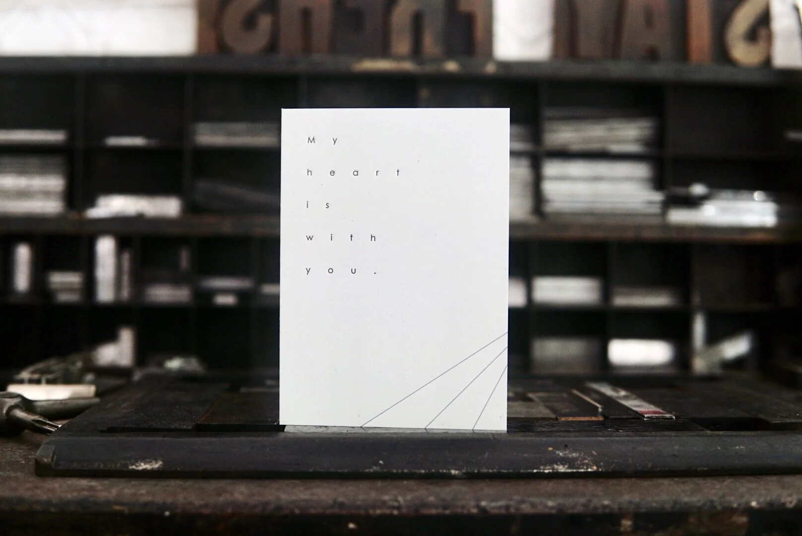 "My Heart Is With You" Letterpress Sympathy Card