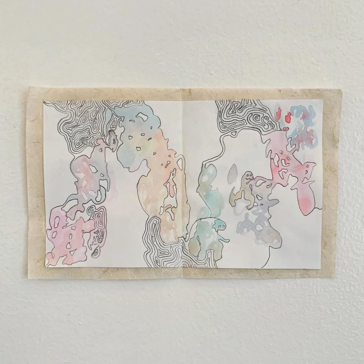Creatures of Erinald (4x6 paper, undyed recycled paper, pencil, watercolour pencil, 2020)