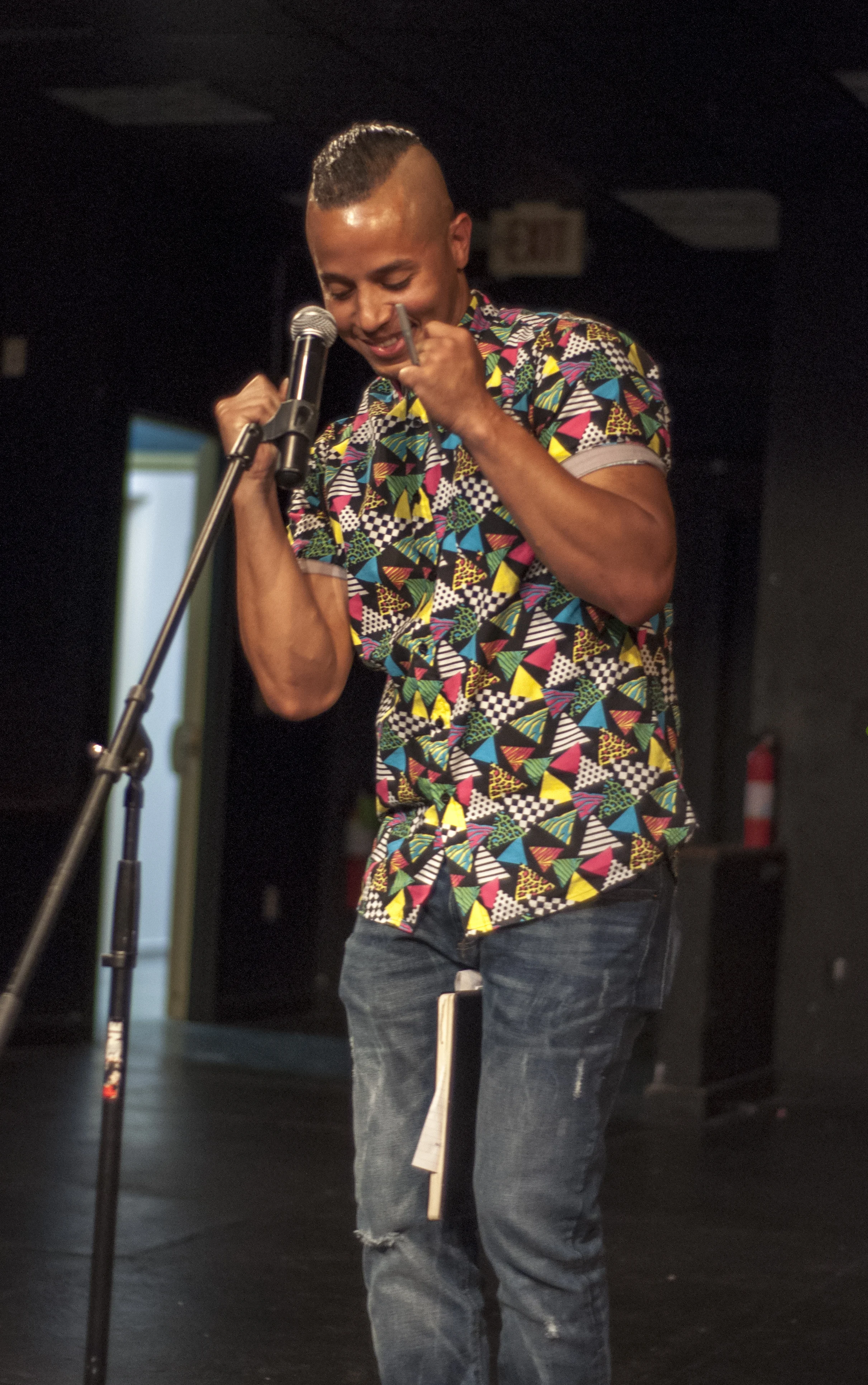 August 2, 2019 Higher Purpose Opening Reception. Spoken word John Peralta Photo credit Vacant Skye Photography.