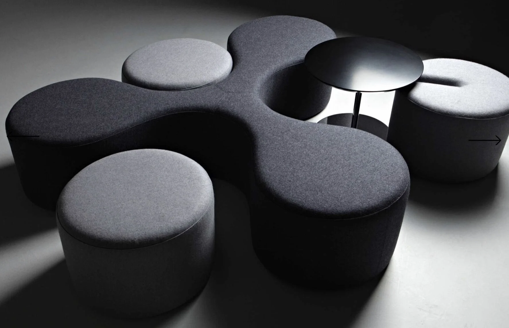 La Cividina Molecule pouf. Modular poufs and ottomans for modern home.