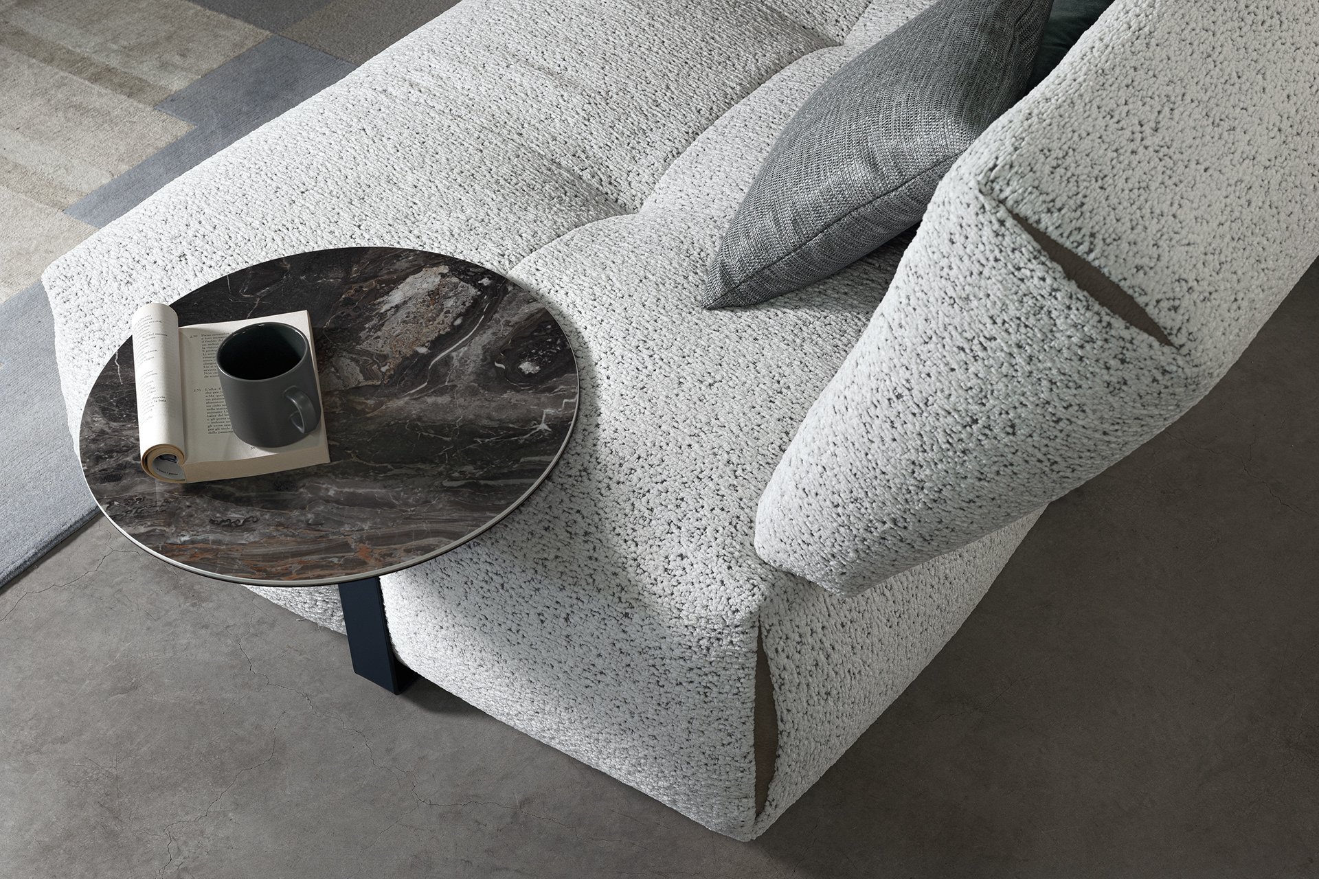 Cierre Tab modular sectional sofa with customizable fabric and leather. Contemporary sectional sofa for modern and classic living room designs.