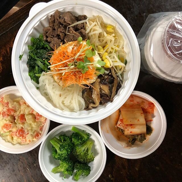 Bi Bim Bap classic Korean comfort. Order yours today until 9pm with beef, chicken, tofu or veg.  Jin Ju will be CLOSED MON FOR MEMORIAL DAY and will reopen Tues at 11am #Bibimbap