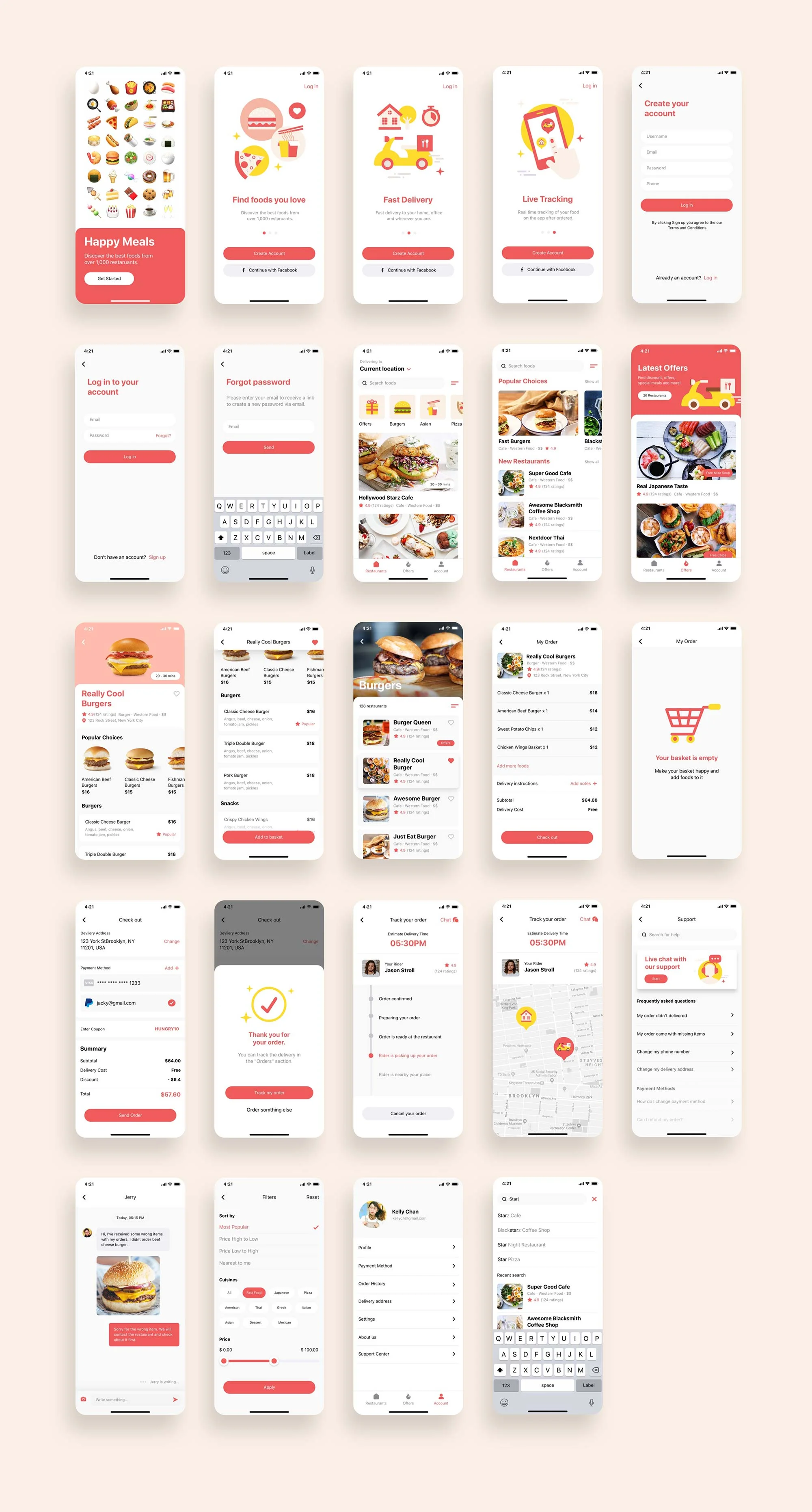 Happy Meals Food Delivery App UI Kit - 3