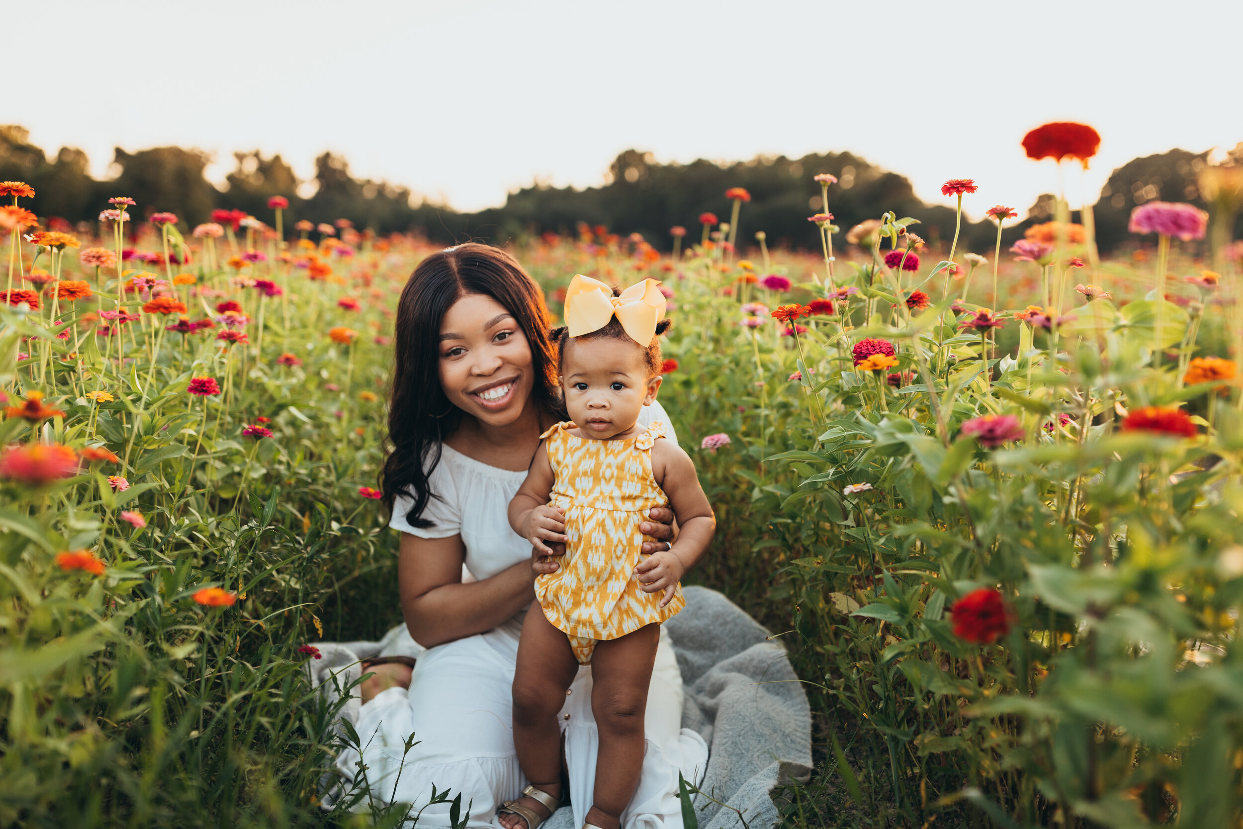 Mom and Baby in a field of zinnias (Copy)