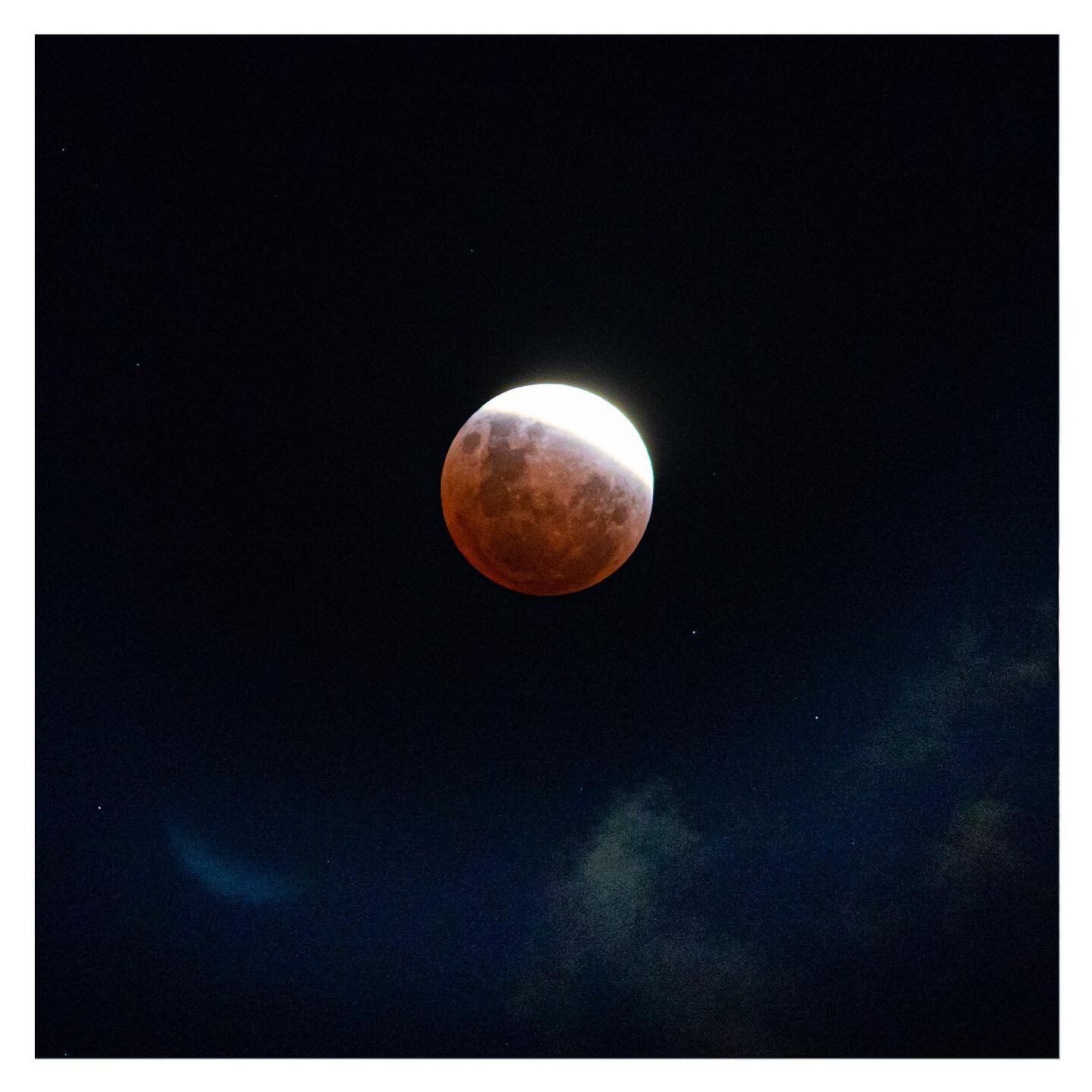 Two Sides of the Moon. 

Lunar eclipse - Blood Micro Moon - Friday 19, November, 2021. The longest partial lunar eclipse (97% covered) visible from NZ, in over 800 years. 

It was very peaceful sitting with Adie as the Earth&rsquo;s shadow gradually 