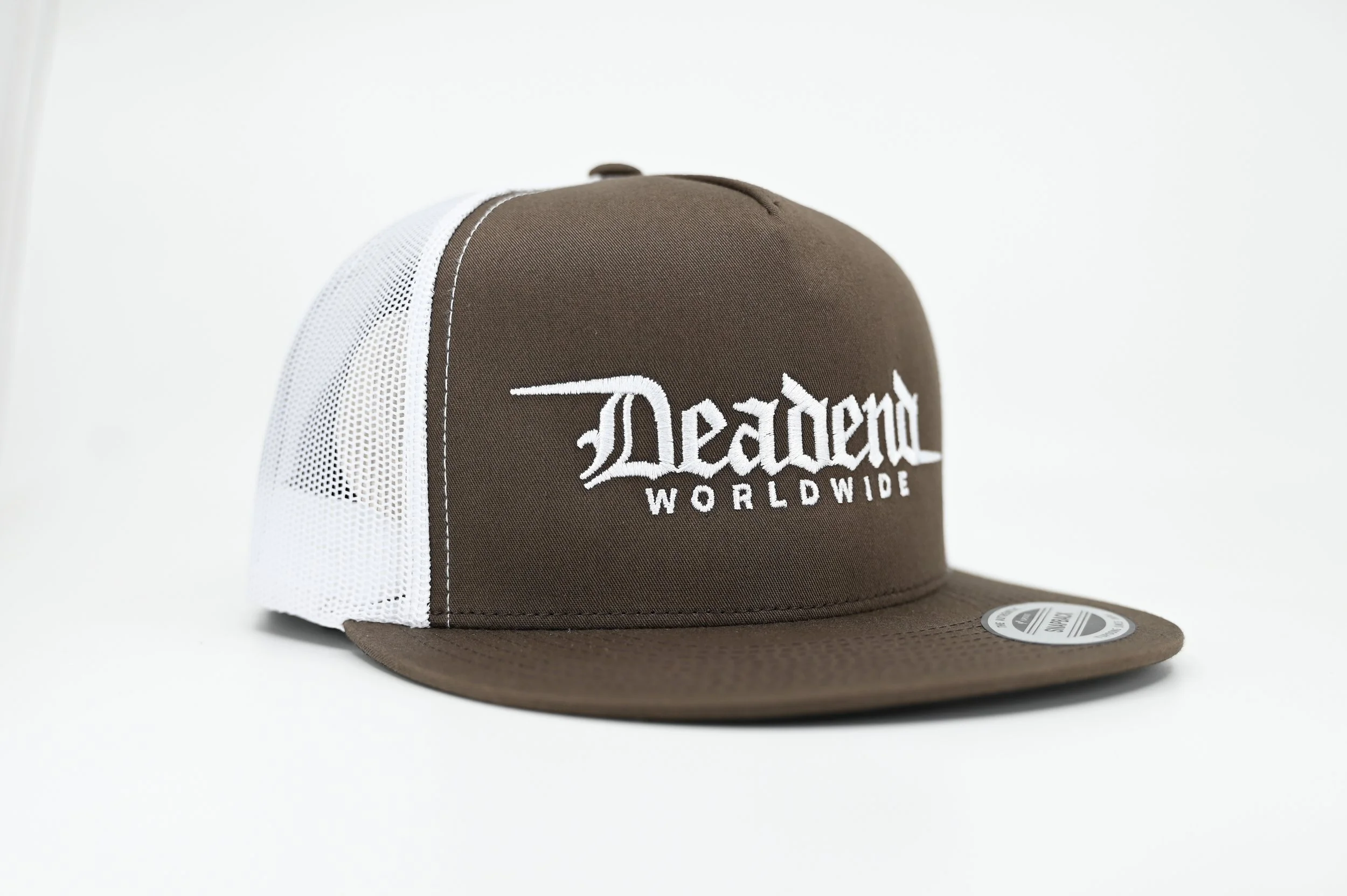 Mesh Snapback -Old English logo- Brown/White