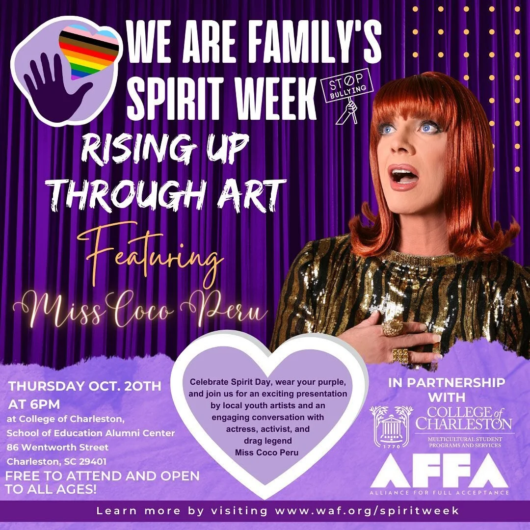 Stand up against bullying and celebrate #SpiritDay with us! 💜

This year, we are highlighting visual and performing arts artist who use their talents as a way to celebrate their identity, unique perspective, and artistic freedom. Join some of our yo