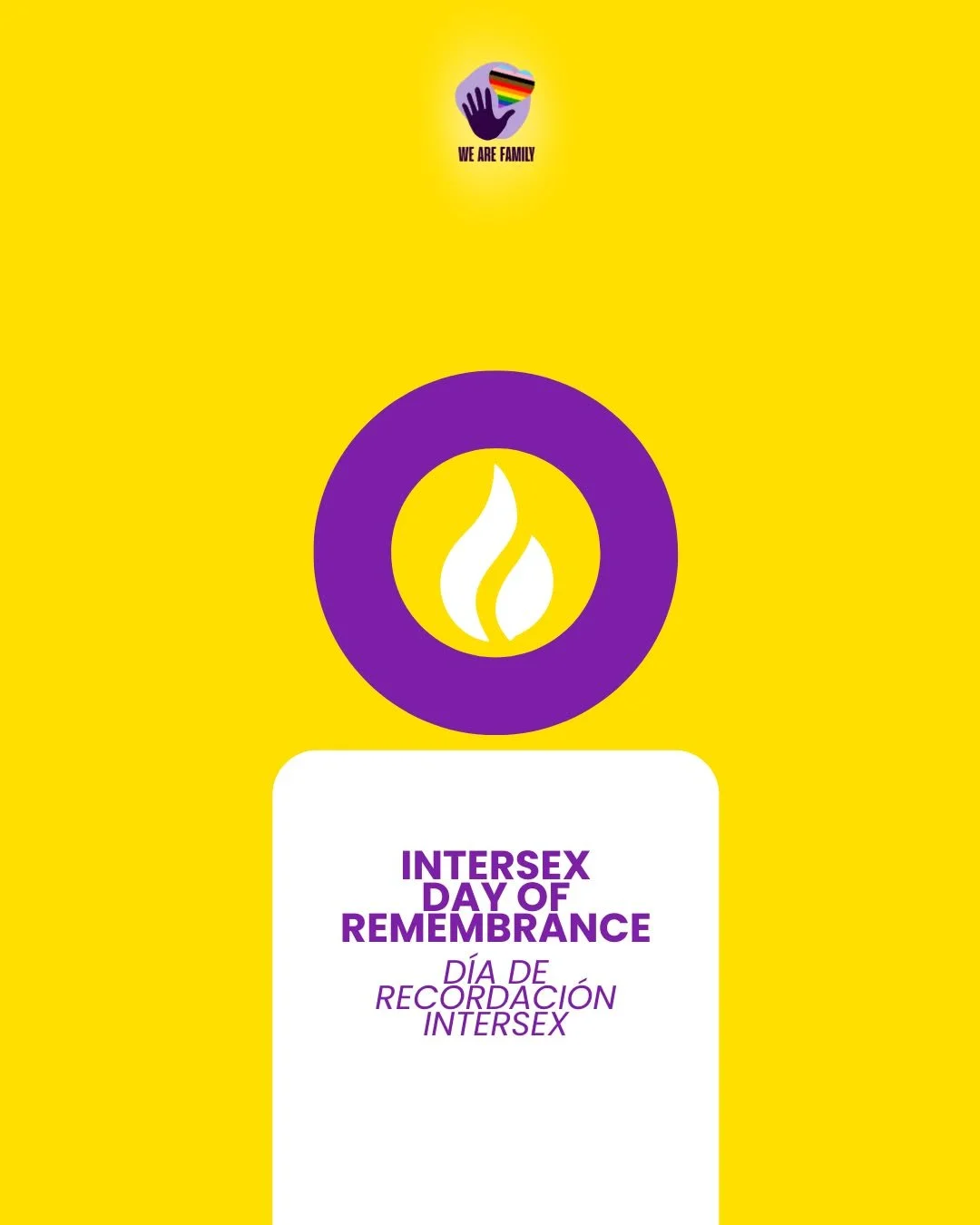 Today, we honor and remember intersex lives &mdash; those who have faced stigma, erasure, and injustice simply for being themselves. 💛💜
___________
Hoy honramos y recordamos a las personas intersex &mdash; quienes han enfrentado estigma, invisibili