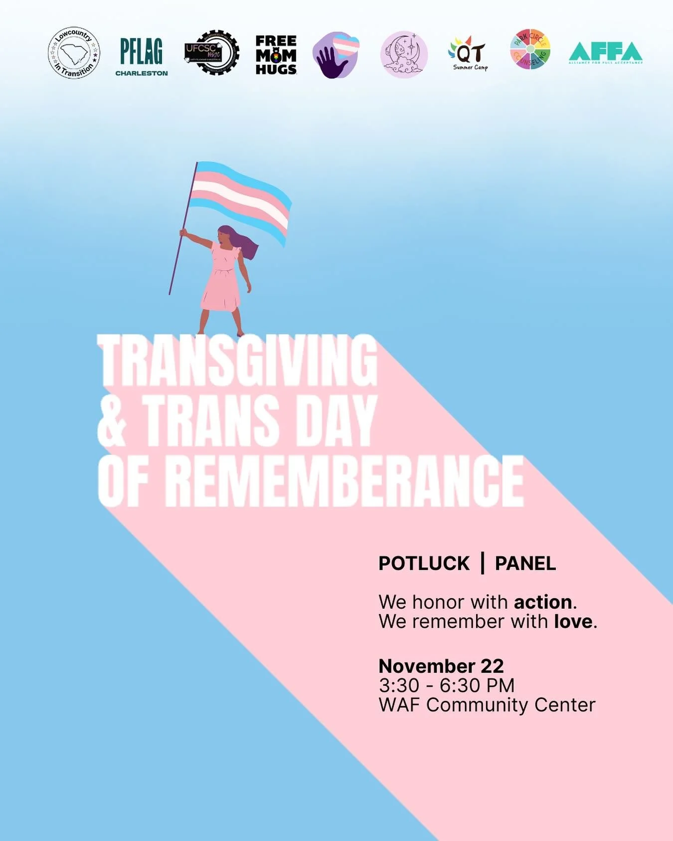 We gather in gratitude and remembrance.
Join us for Transgiving &amp; Transgender Day of Remembrance &mdash; a community potluck honoring our trans family past and present. 💜
Let&rsquo;s share food, stories, and solidarity.
🔗 Potluck sign-up in bio