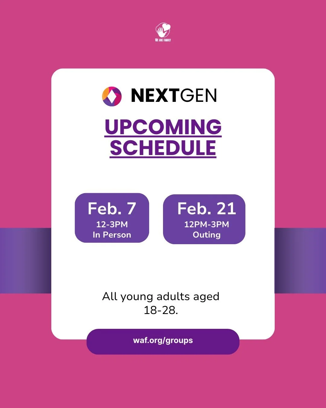Join us tomorrow for our NextGen hangout at the Community Center!
-
&iexcl;Acomp&aacute;&ntilde;anos ma&ntilde;ana en nuestro encuentro NextGen en el Centro Comunitario!