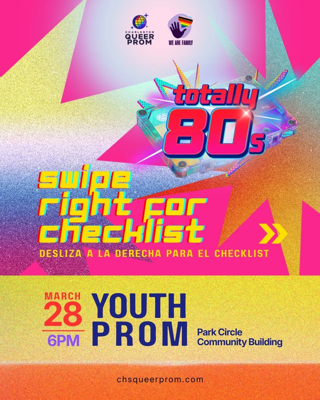Only ONE WEEK until the most iconic night of the year! 📼✨

We are officially in the countdown to the Totally 80s Queer Youth Prom! 🕺🌈 Swipe right for the ultimate checklist on safety, parking, and house rules to make sure your night is nothing but