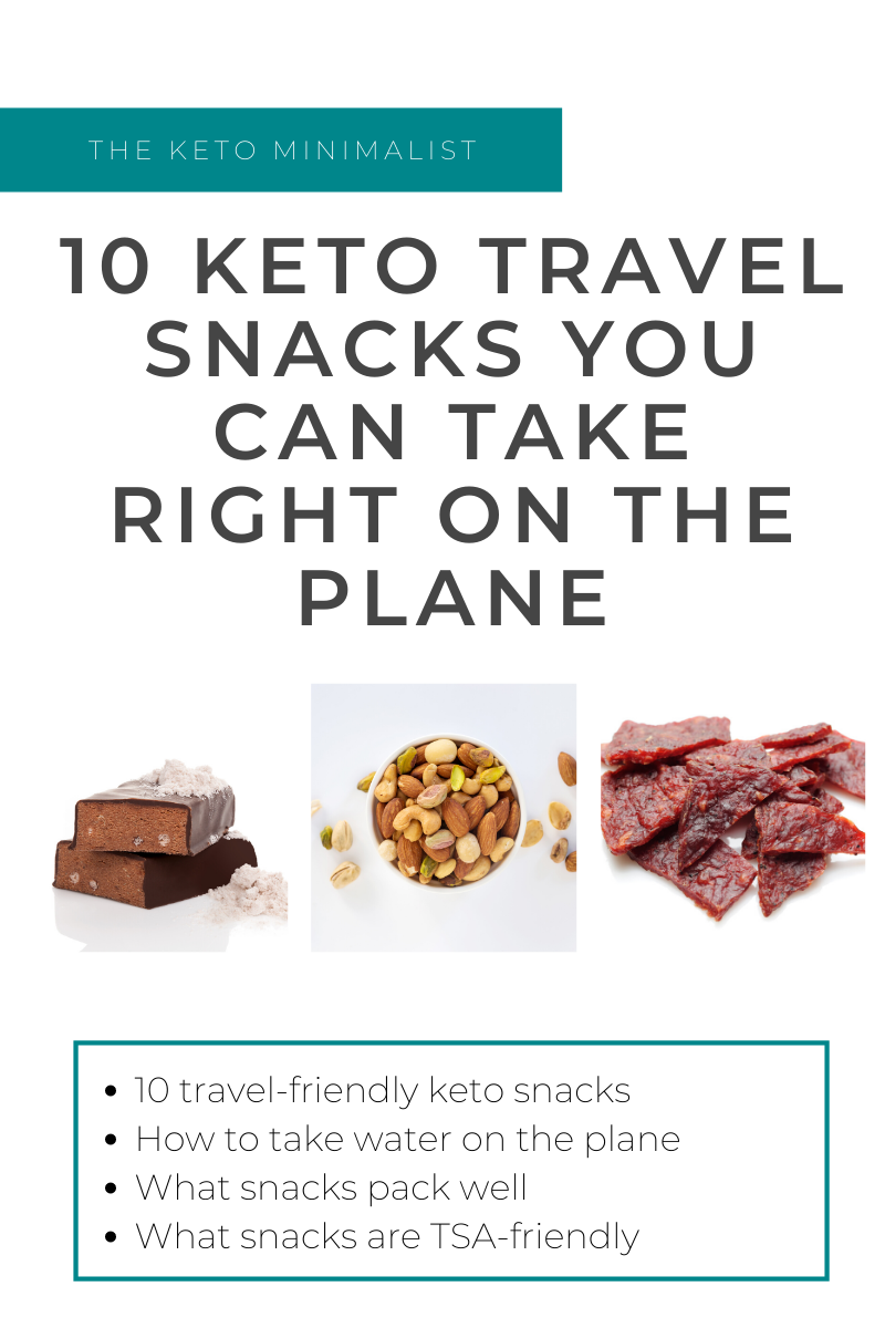 Here are 10 keto travel snacks you can take right on the plane! Learn what snacks pack well, what is TSA-acceptable (and how to know for sure), tips for bringing keto-friendly snacks, and ideas beyond just beef jerky or a hunk of cheese! | The Keto …