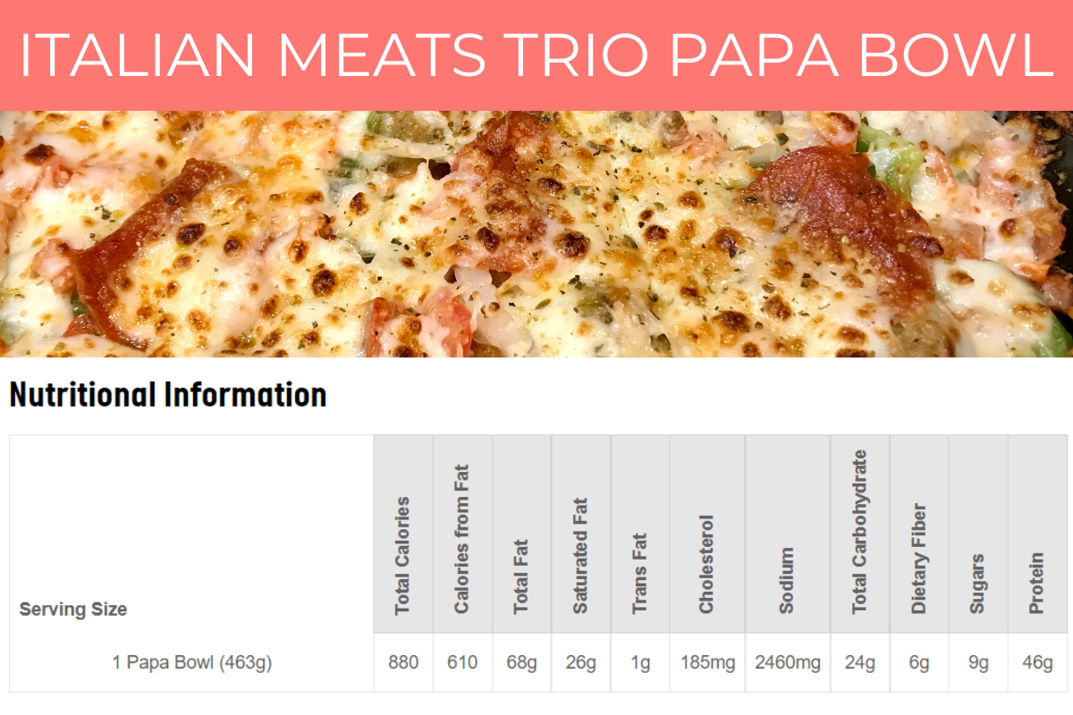 Papa Johns Nutritional Info - Nutrition & Calorie Details for All