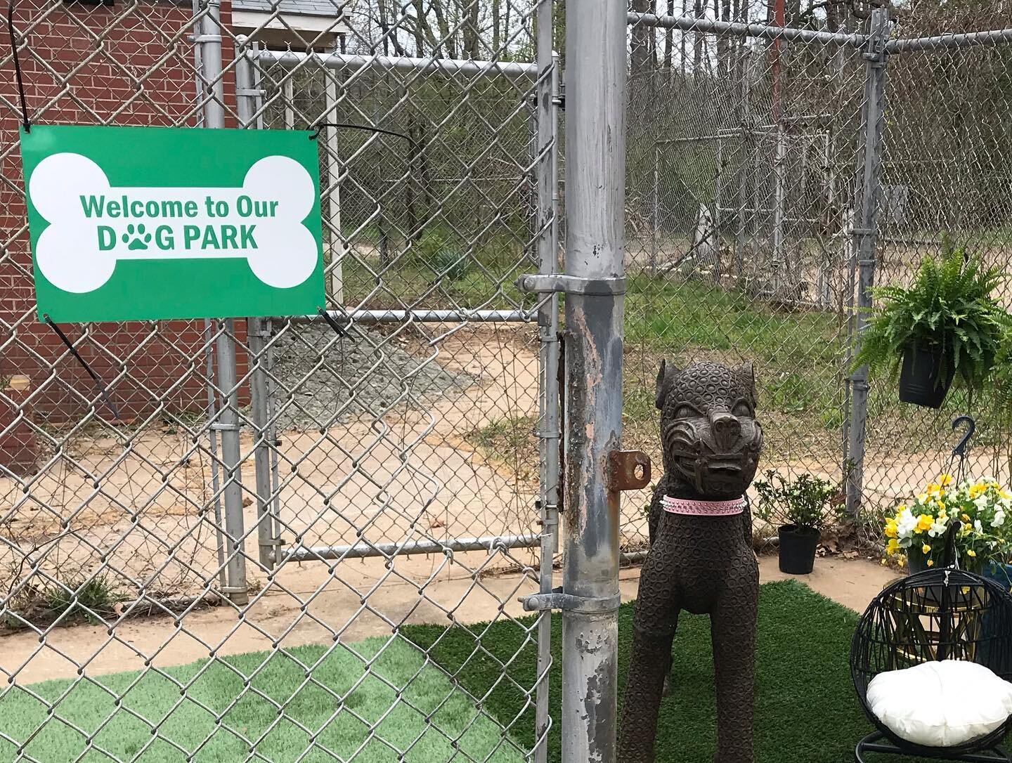 Welcome to our new Dog Park at Freedom Hill Resort (Tiny Homes/Campsites/RV). #campsite #dogparks #dogpark #dogparkdays #dogfriendly #doglover #dog #airbnb #rvliving #dogoftheday #dogfeature #doghouses #unique #dogstatue #dogart
