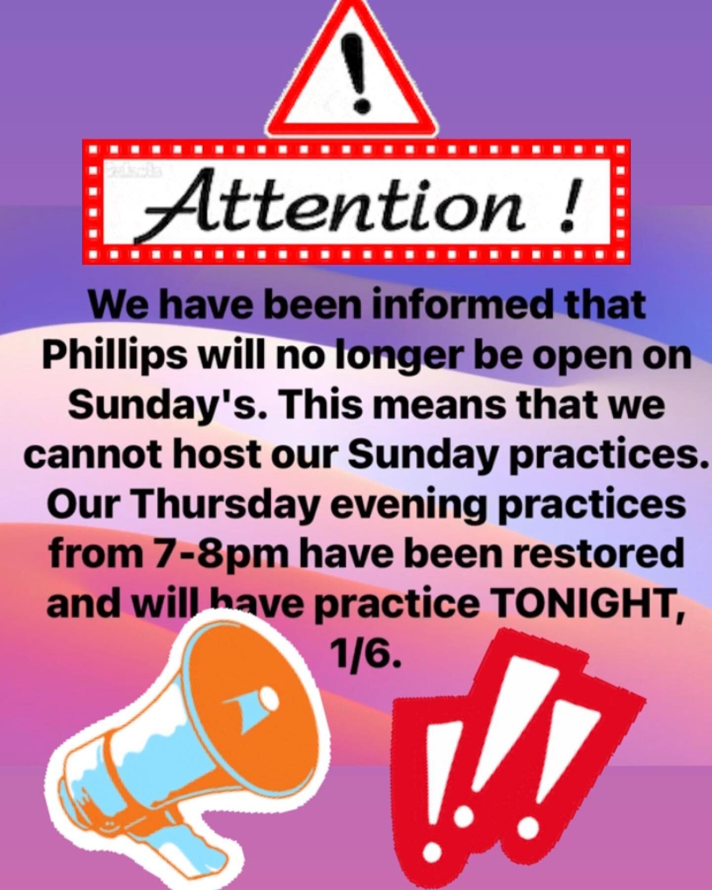 Unfortunately, Phillips will no longer be open on Sunday's. This means that we cannot host our Sunday practices. THERE WILL BE NO PRACTICE ON 1/9/2022. This news is very sad for us, as we have long wanted to have Sunday practices.

On the flip side, 