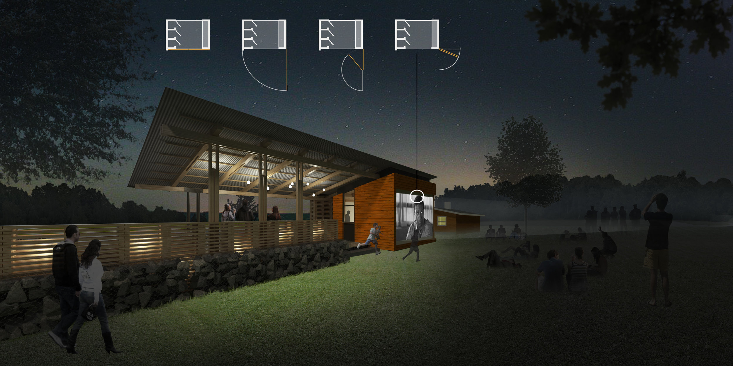 Southeast view. Foldable door/screen.