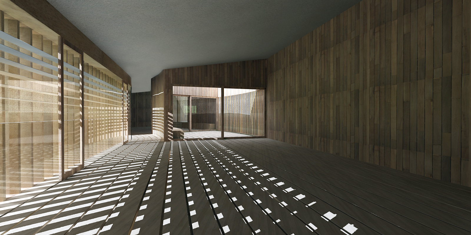 Interior view. Morning light.