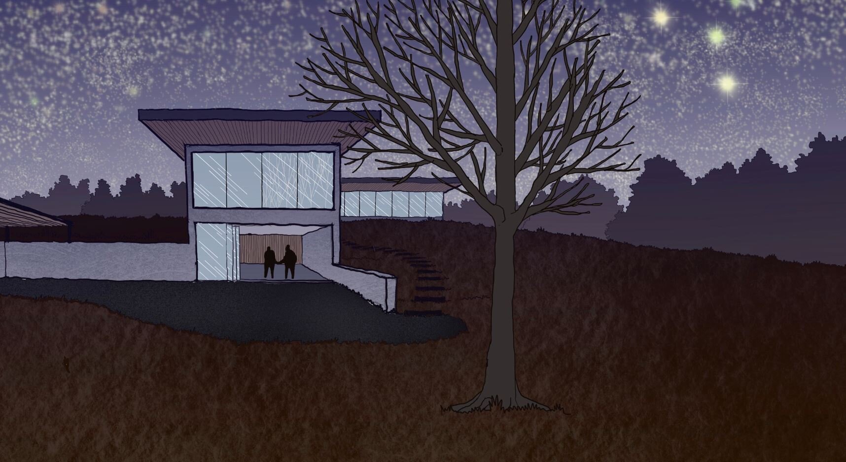  House on a hill. Concept sketch 