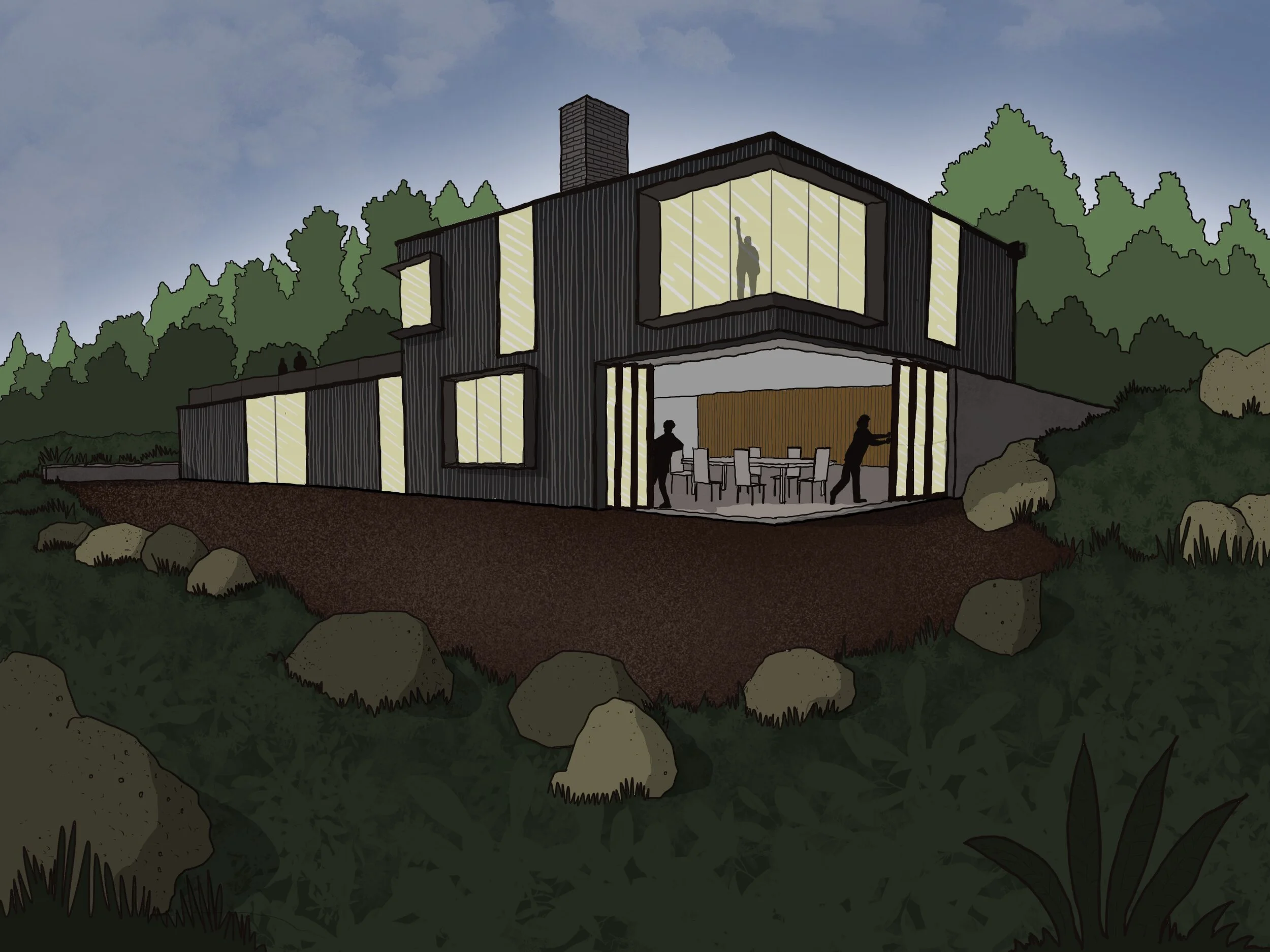  Open Corner House, concept sketch 