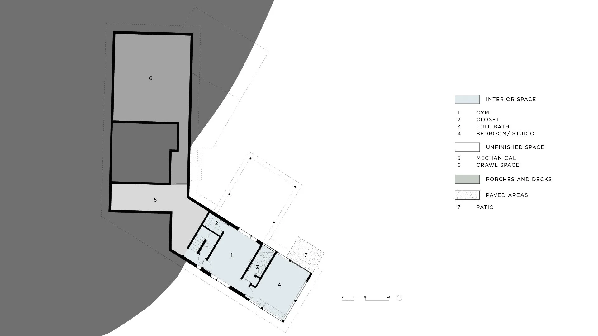 The lower level contains a gym and a painting studio, both of which could serve as flex bedrooms.