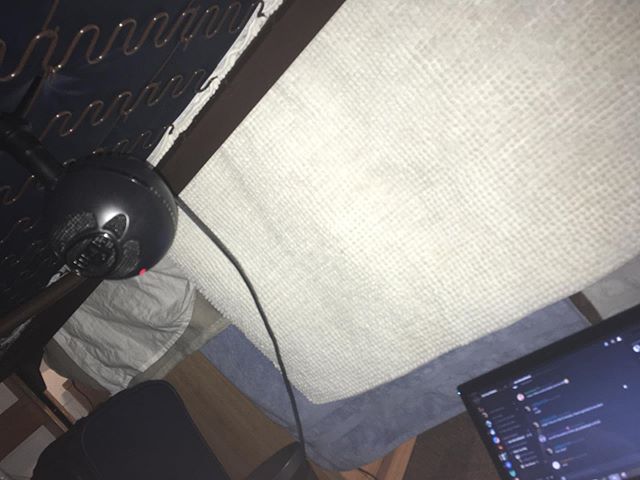 hey there, wanderers. minor update on my glacial but determined quest to eventually produce more SR:

in defiance of the laws of physics, I have managed to macgyver the space beneath my dorm bed into a (surprisingly effective) makeshift recording stu